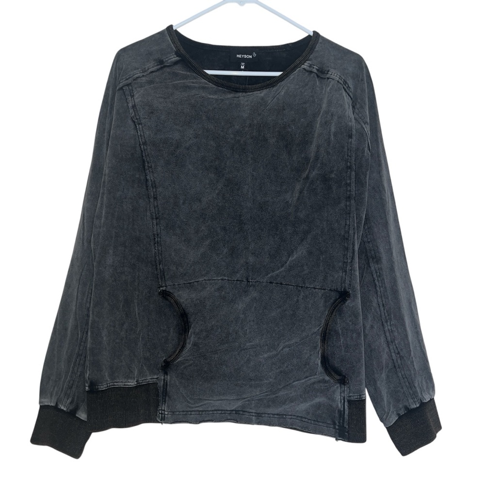 Heyson Women’s Charcoal Rayon Long Sleeve Sweatshirt Sz M